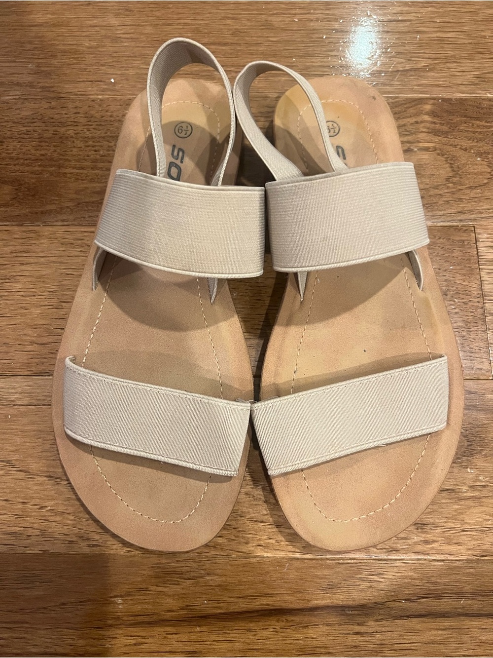 Soda Neutral Elastic-Strap Slide Sandals